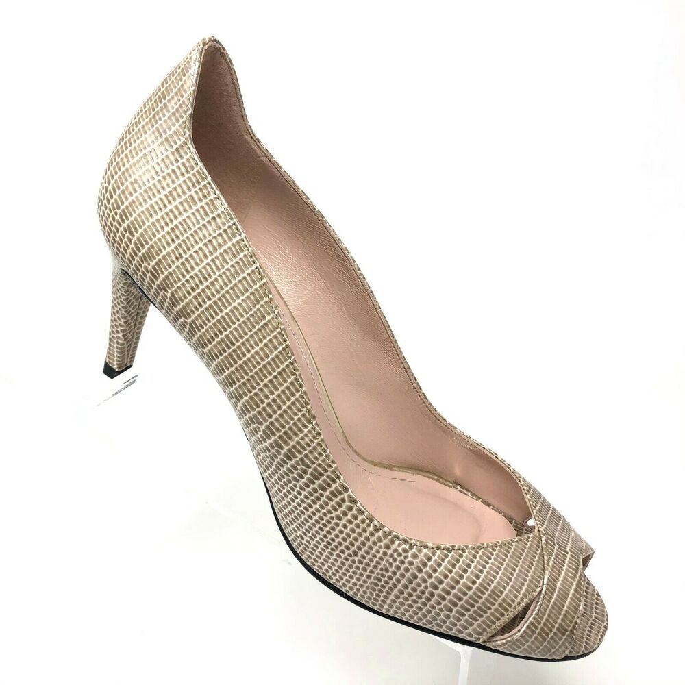 Stuart Weitzman Showupritz Heel Womens Size 9‎ M Lizard Snake Peep Toe Pump